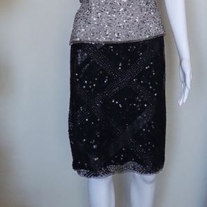 Aidan Mattox Sequin Beaded Pencil Skirt Fit Color Black Elegant Glam Size 4